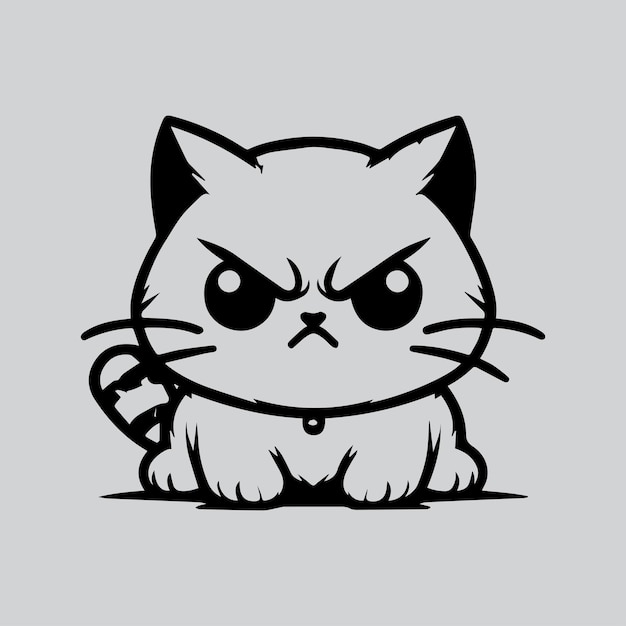 Angry cat Cute cartoon kitty Vector illustration