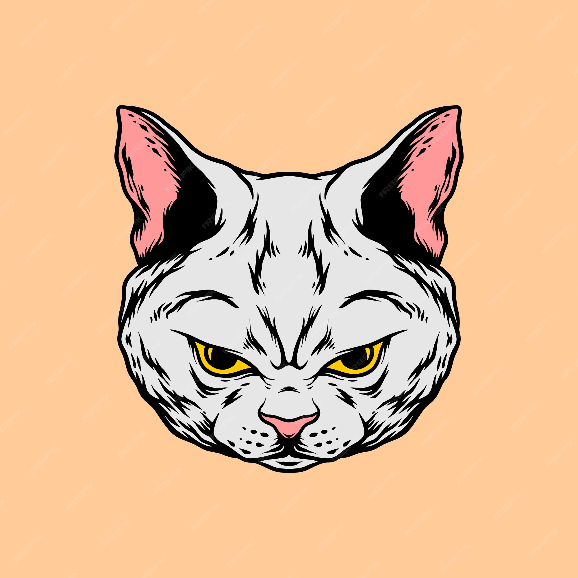 Angry Face Head Cat Vector & Photo (Free Trial)