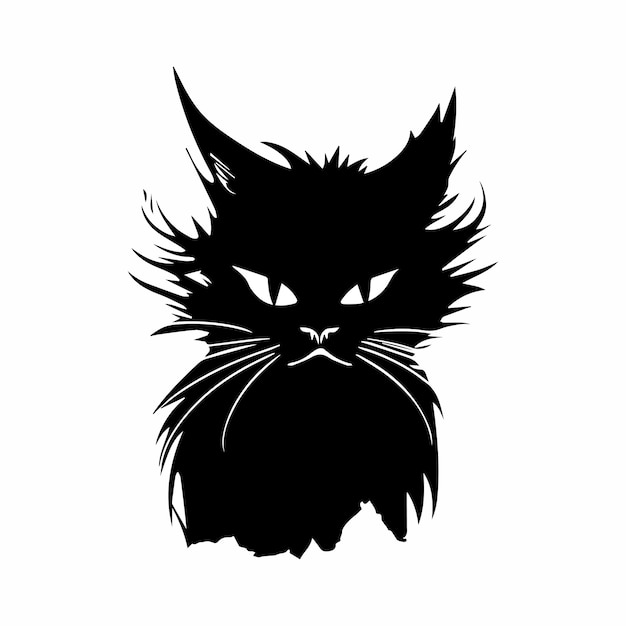 怒っている猫のシルエット ベクトル イラスト