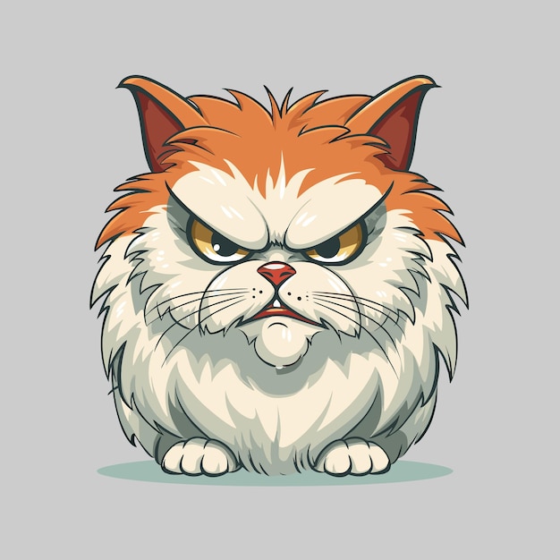 Vector angry cat vector illustration isolated on gray background