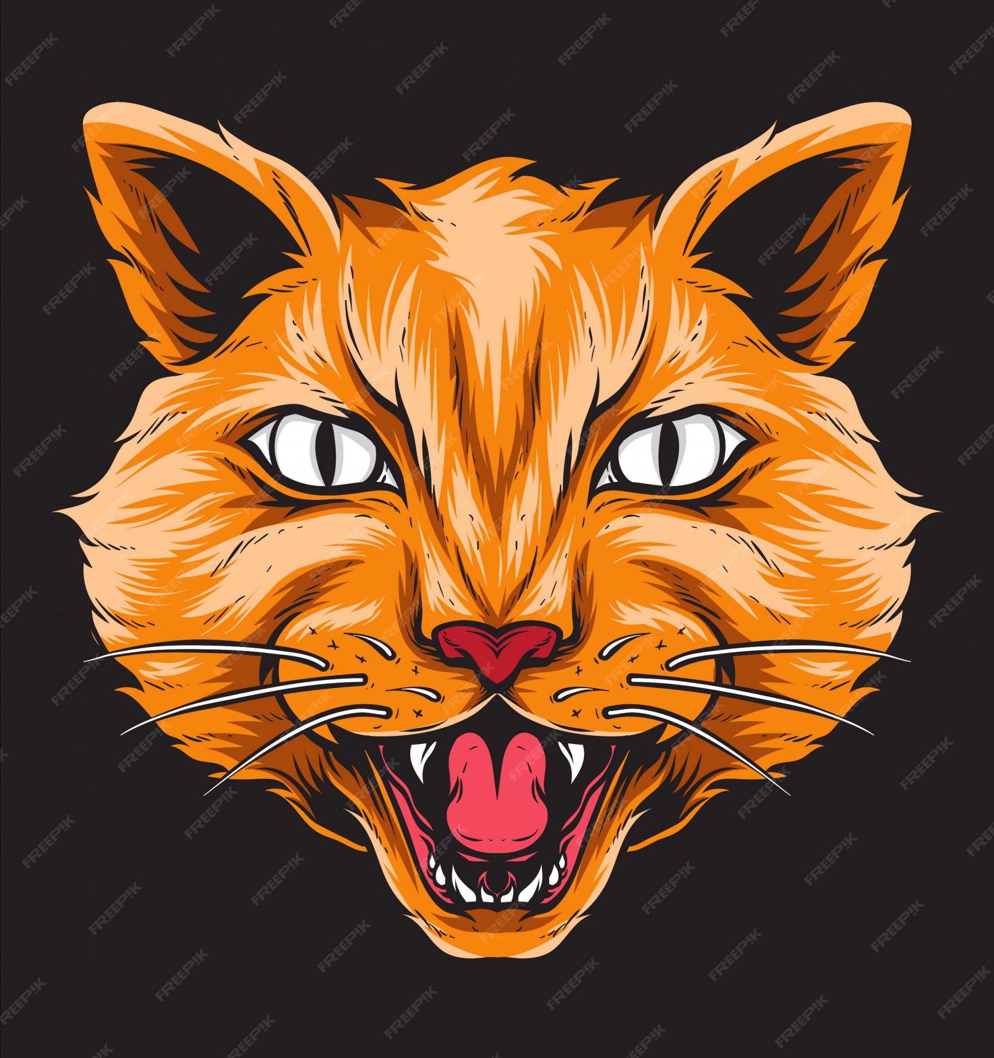 Premium Vector  Angry cat head hand drawing style