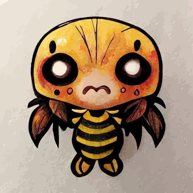 Angry chibi bee sticker png vector emotionele bijen discord twitch stickers