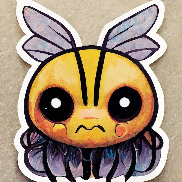 Angry chibi bee sticker png vector emotionnal bees discord twitch stickers