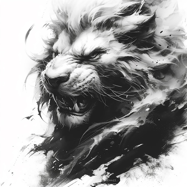 angry chimera 2d art logo white background black front facing