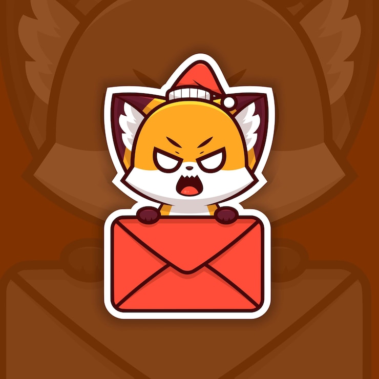 Vector angry christmas fox holding mail icon vector sticker design