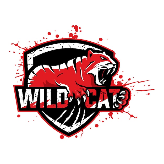 Angry and clawing wild cat esport logo illustration design vector