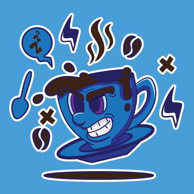 Vector angry coffee cup illustration