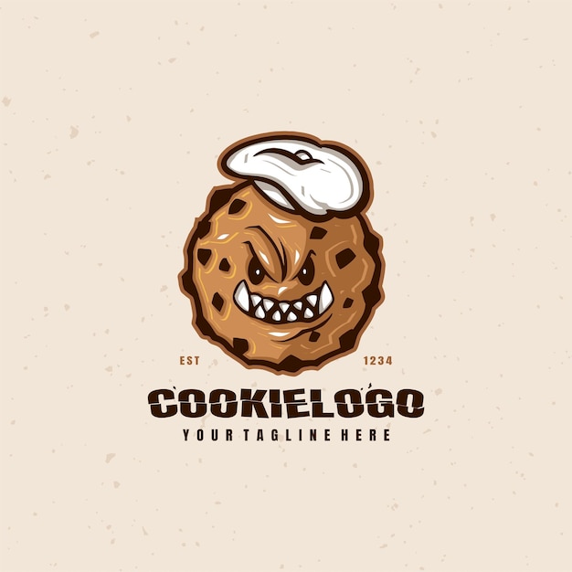 Vector angry cookie logo vector premium