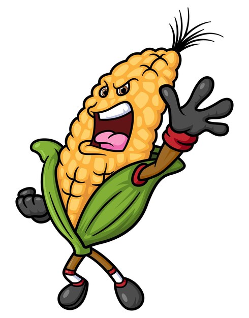 Angry Corn stripfiguur mascotte ontwerp