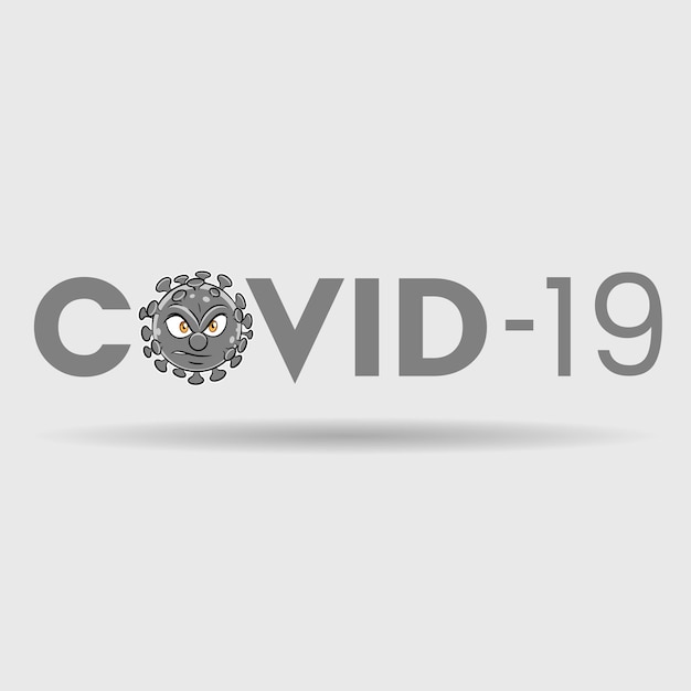 Angry Coronavirus over Grey Covid19 Text