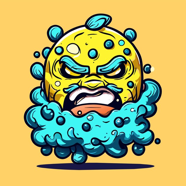 Vector angry devil face game boss zombie hand drawn flat stylish mascot cartoon character drawing sticker