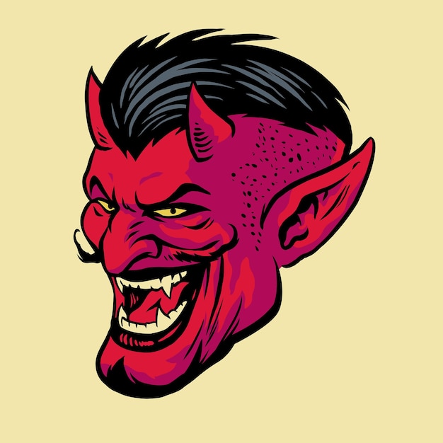 Angry Devil Head in tekenstijl