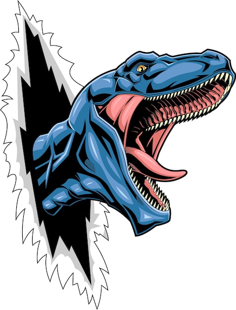 怒っている恐竜は紙を破る グラフィック デザイン ベクトル手描きイラスト