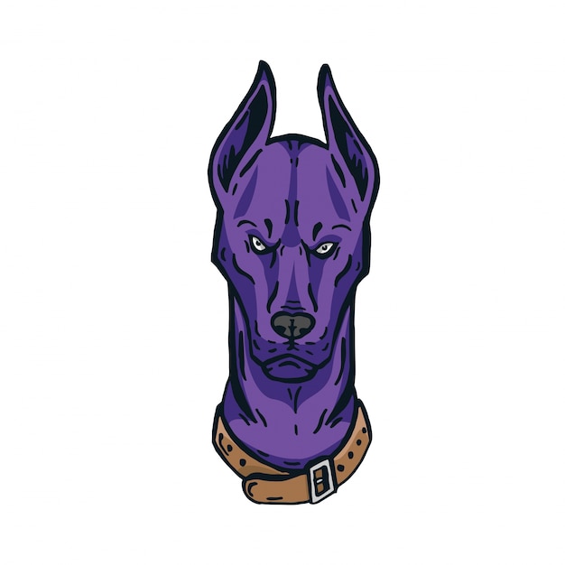 Angry Doberman Head Logo Character Illustration