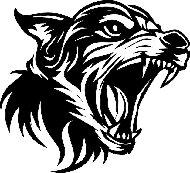 angry dog face tattoo design vector illustration