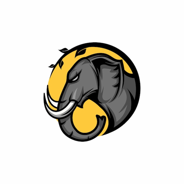 Angry elephant head cirkel concept logo