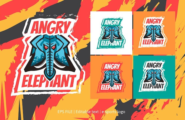 Вектор Дизайн логотипа angry elephant хорош для дизайна футболок