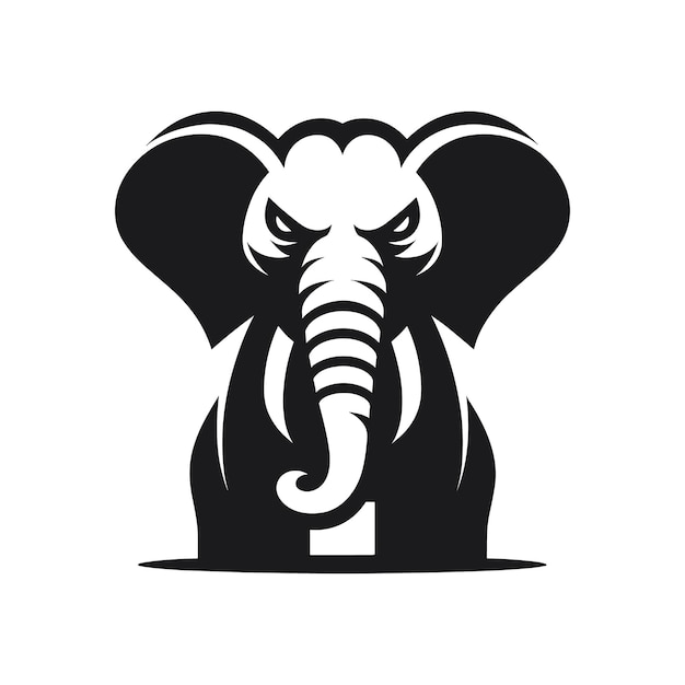 怒っている象のロゴのシルエットのアイコンとシンボルのベクトル図