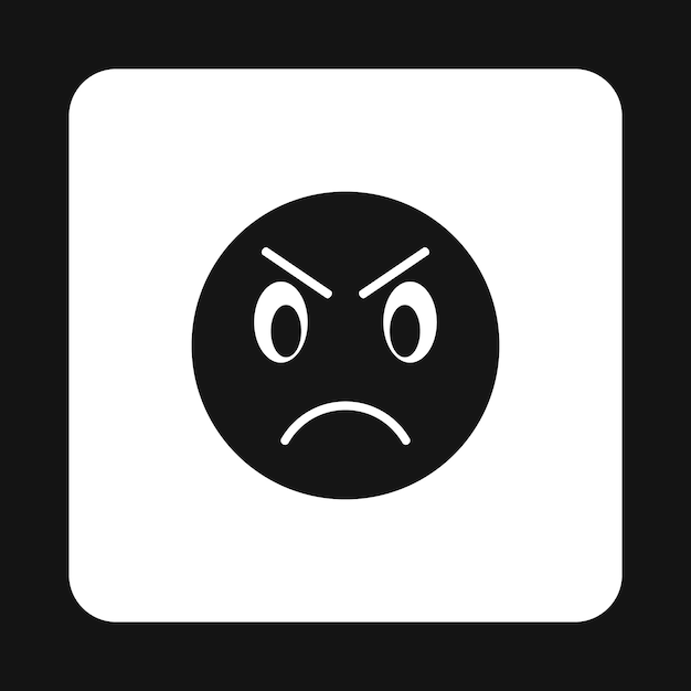 Angry emoticon icon in simple style isolated on white background