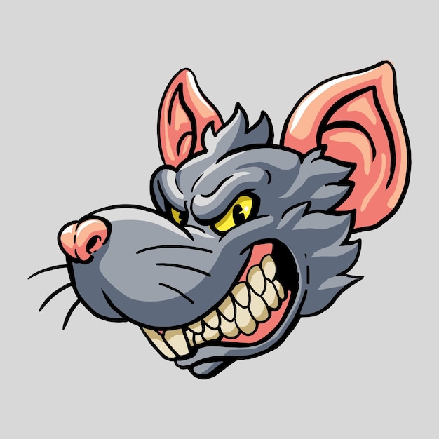 Vector the angry face of a big ugly rat