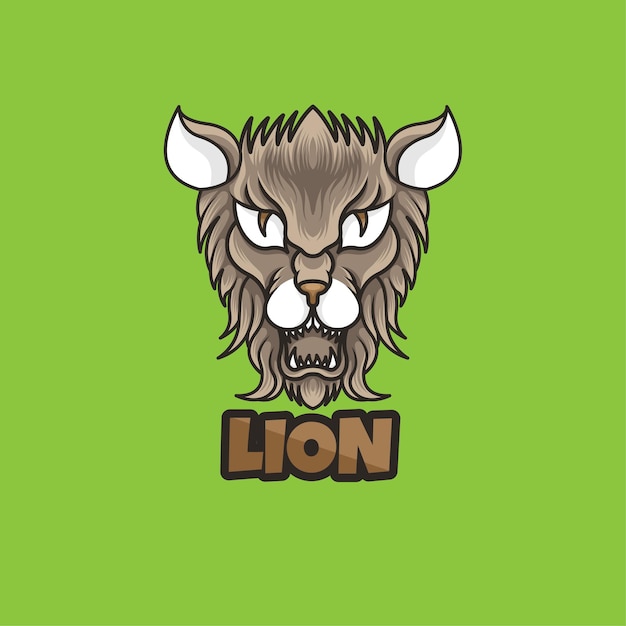 Angry face cartoon mascot lion head