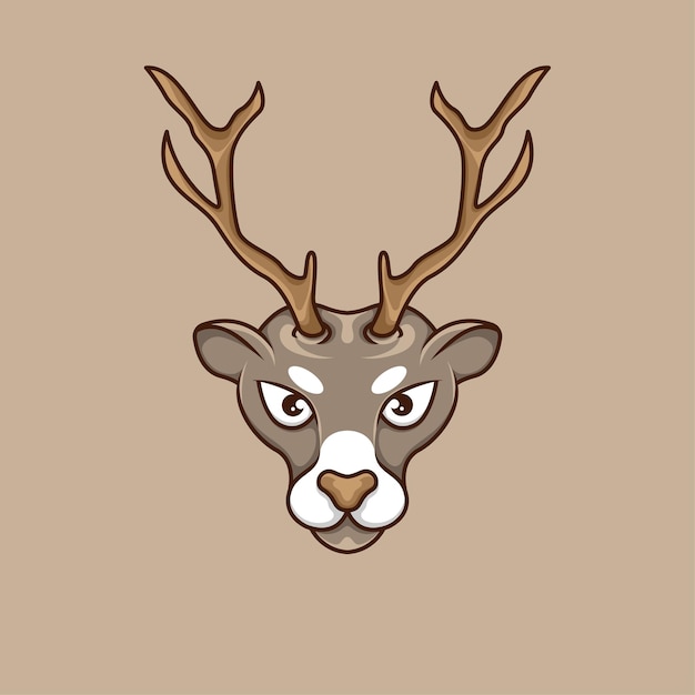 angry face deer head mascot logo icon