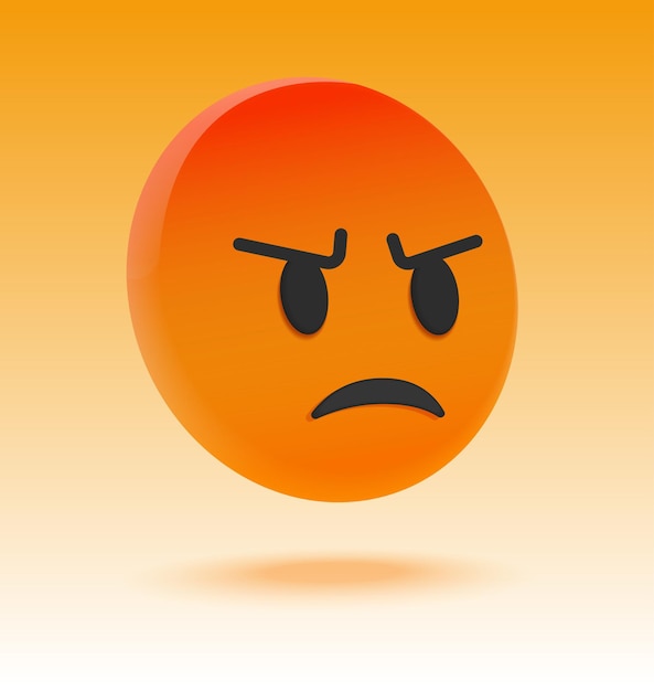 Vector angry face emoji. 3d vector