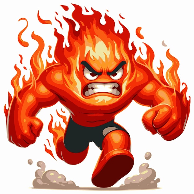 Angry Fire Monster on white Background