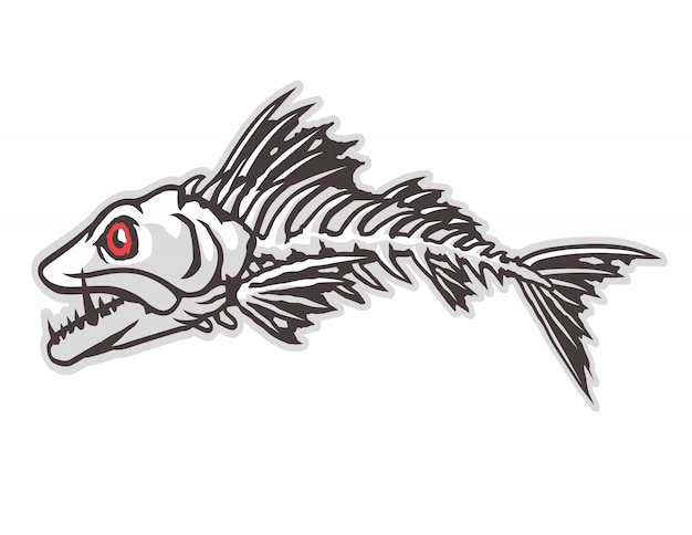 Vector angry fish bones mascot vector