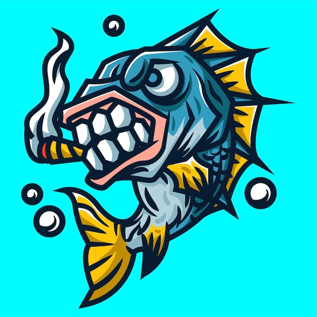 Angry fish vector illustration