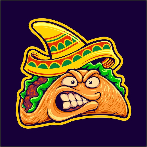 Angry Food Mexicaanse taco's illustraties mascotte