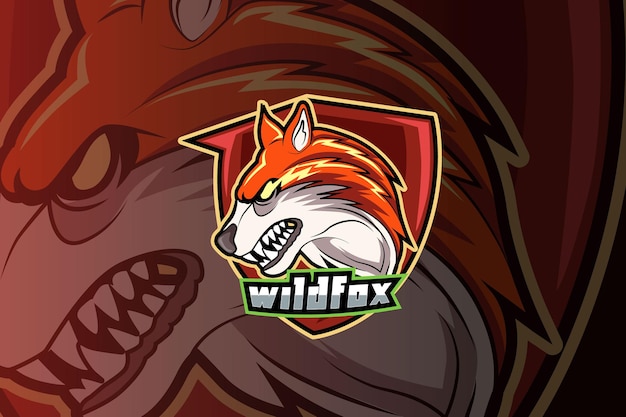 Angry fox e-sports team logo template