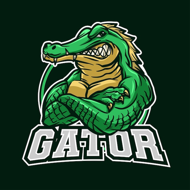 Vector angry gator mascot logo illustration