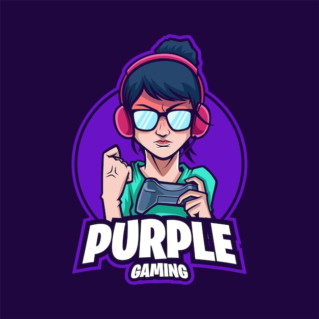 Angry girl gaming mascot logo