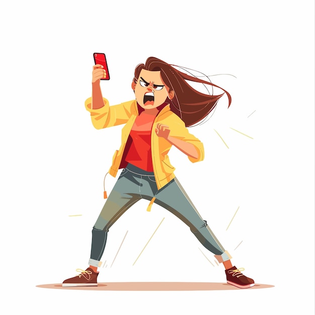 angry girl throwing the phone