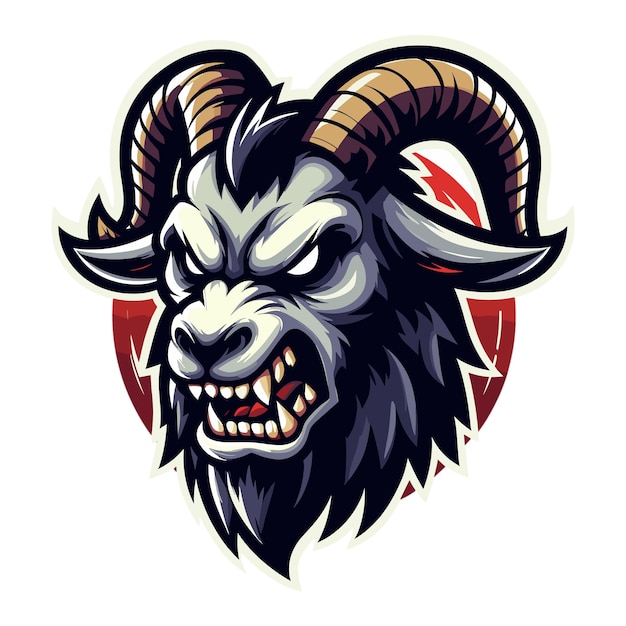 Vector angry goat head mascot vector illustration on white background