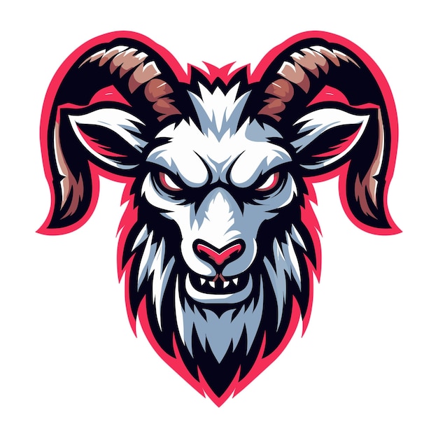 Vector angry goat head mascot vector illustration on white background