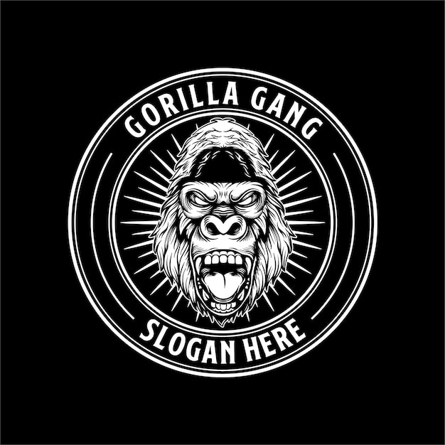 Angry gorilla head emblem stamp logo