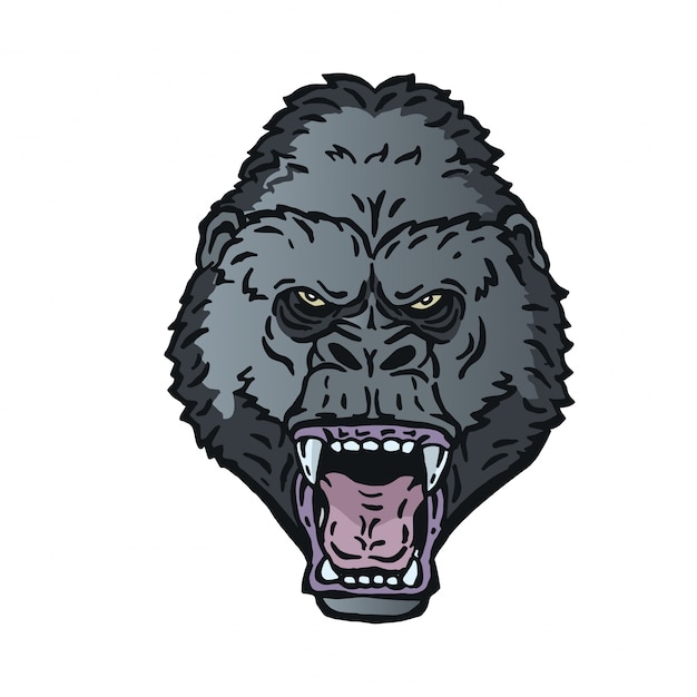 Angry Gorilla Head Logo Character Illustration