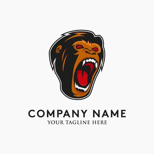 Vector angry gorilla head logo design