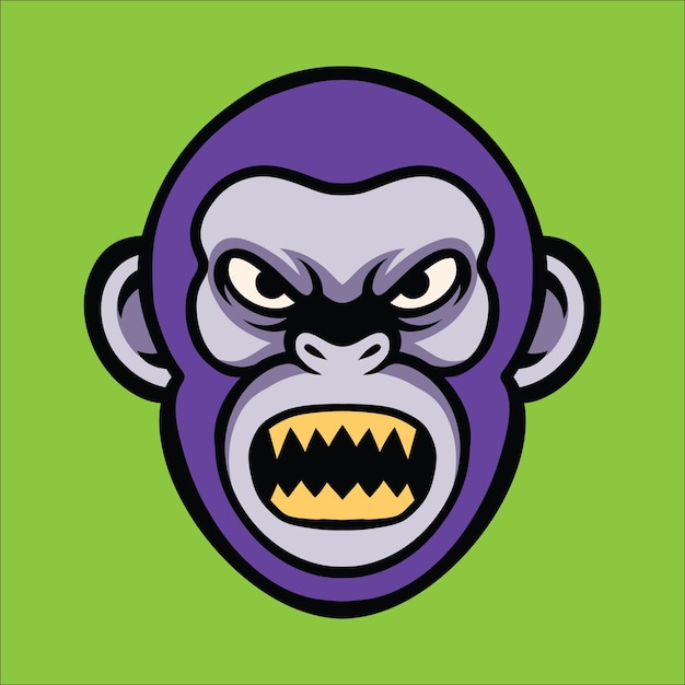 angry gorilla head logo illustration