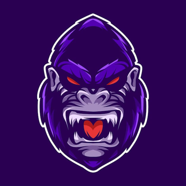 Vector angry gorilla head mascot illustration