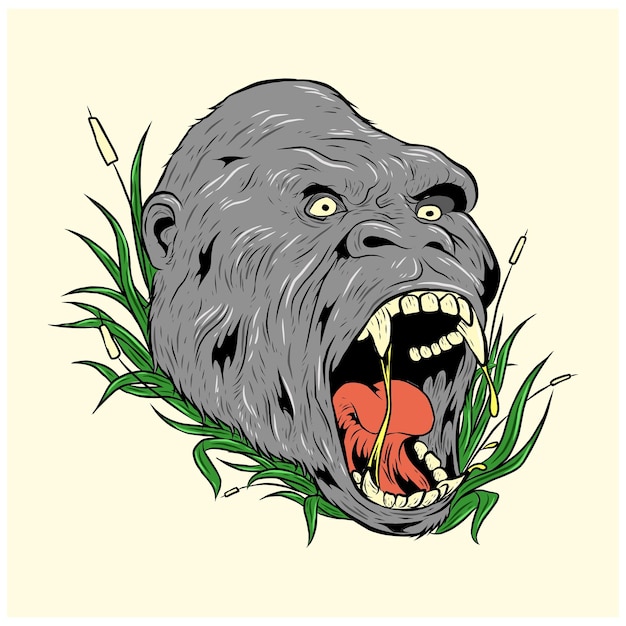 Angry Gorilla Head Vector illustratie voor gebruik als print poster sticker logo tattoo embleem en andere