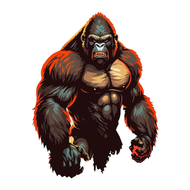 Vettore illustrazione di gorilla arrabbiato