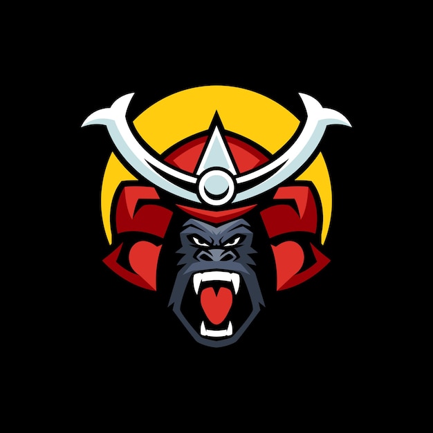 Vector angry gorilla samurai logo templates