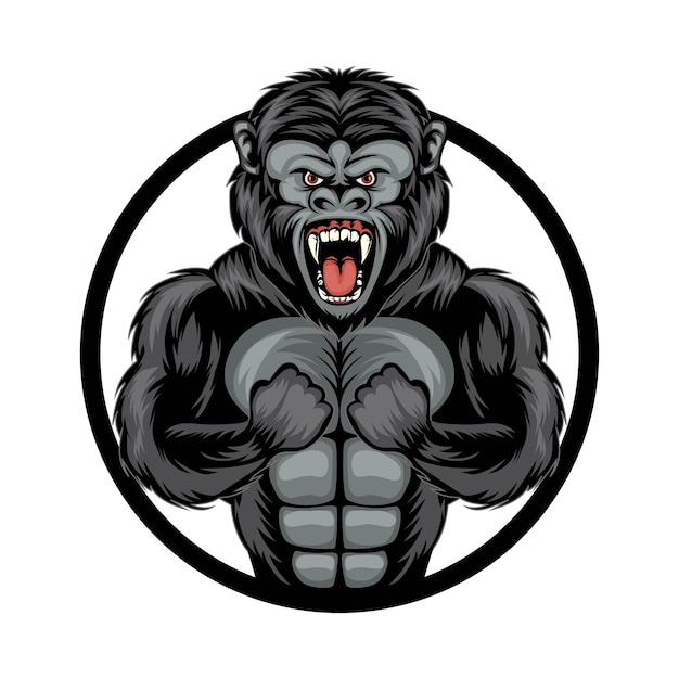 Vector angry gorilla vector art and illustration