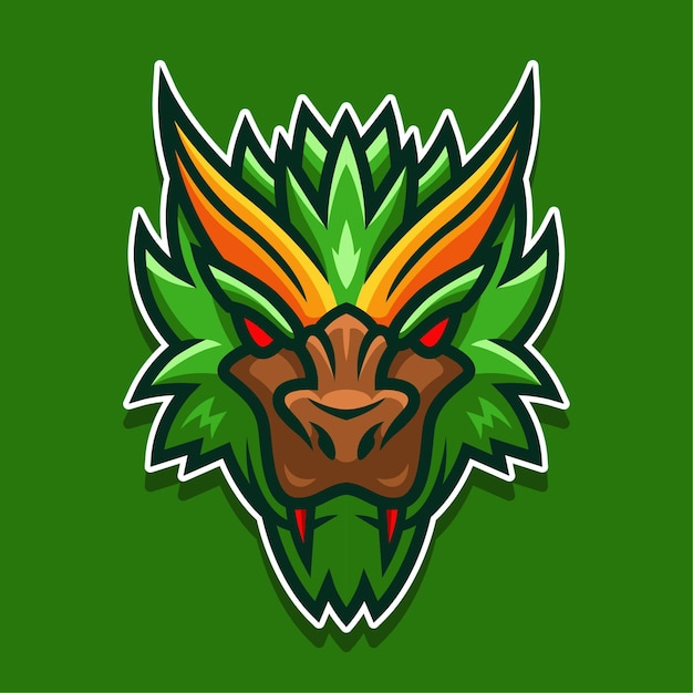 Vector angry green monster face logo