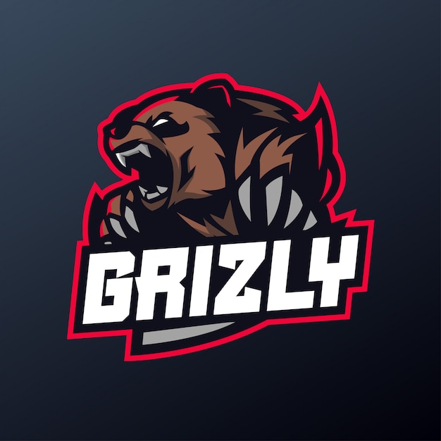 Angry grizzly bear for sport and esports logo