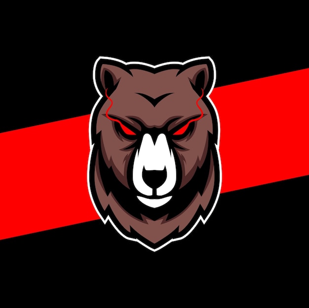 Vector angry grizzly head mascotte esport logo-ontwerp voor gamer en sport