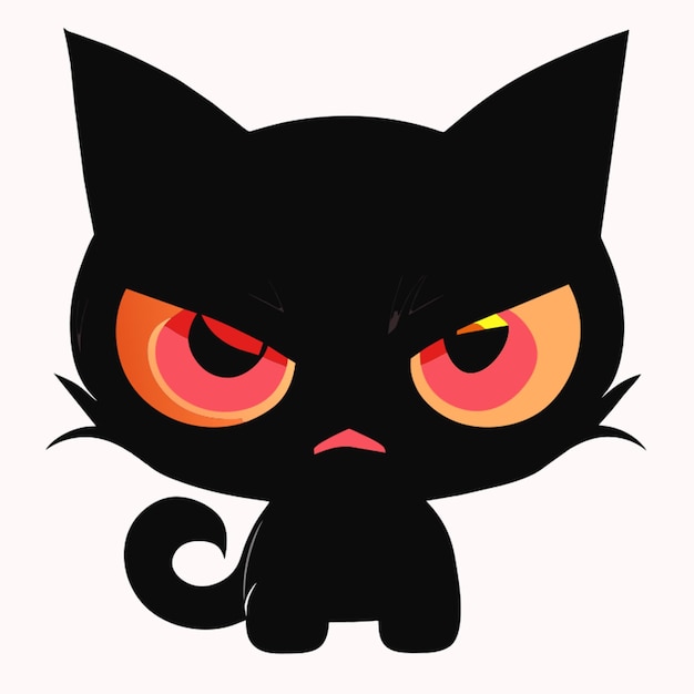 angry halloween black cat vector illustration